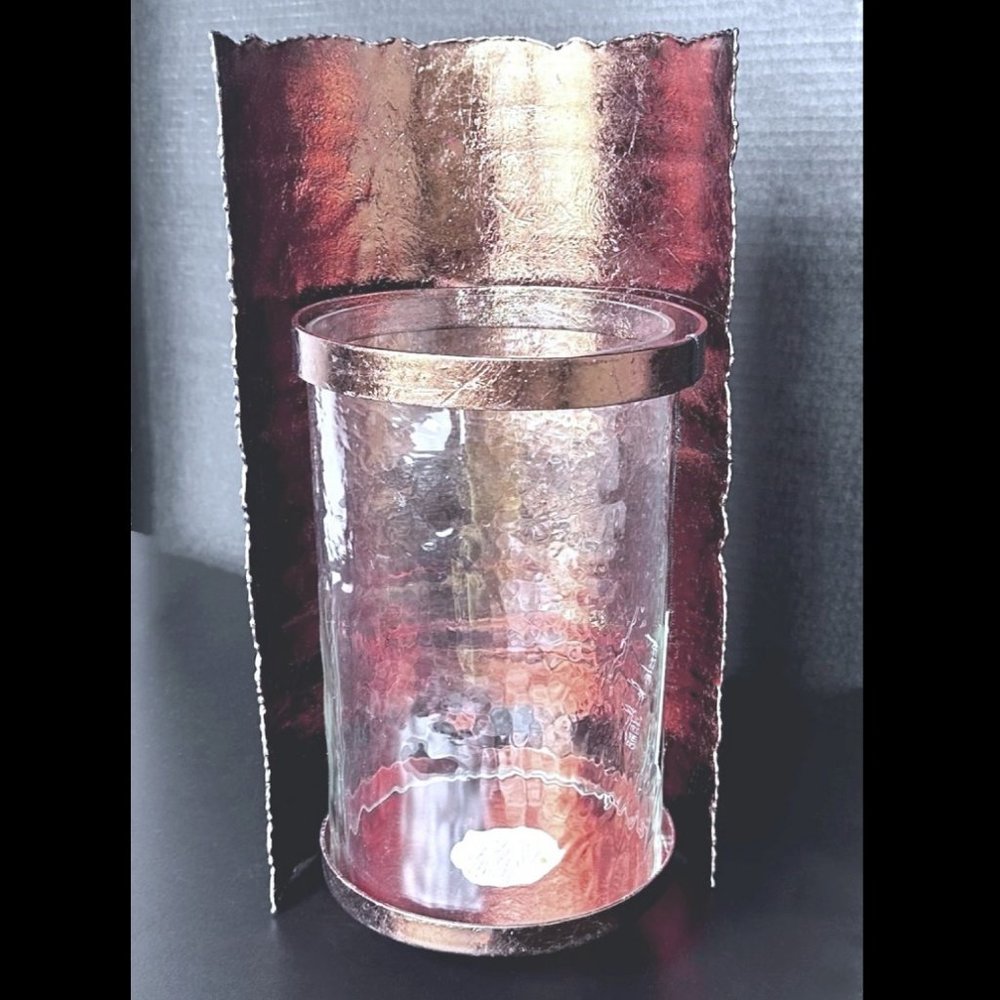 Wall Mount Candle Holder by Nicole Miller Copper Half Circle w/Round Glass Cover